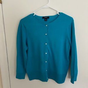Chaps Women's Cardigan 3/4 Sleeve Turquoise